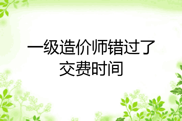 一级造价师错过了交费时间
