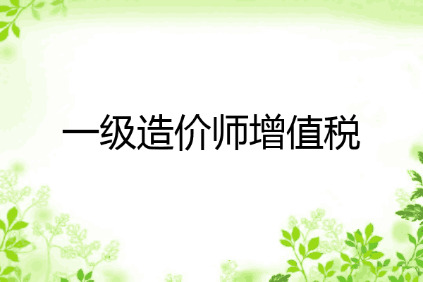 一级造价师增值税