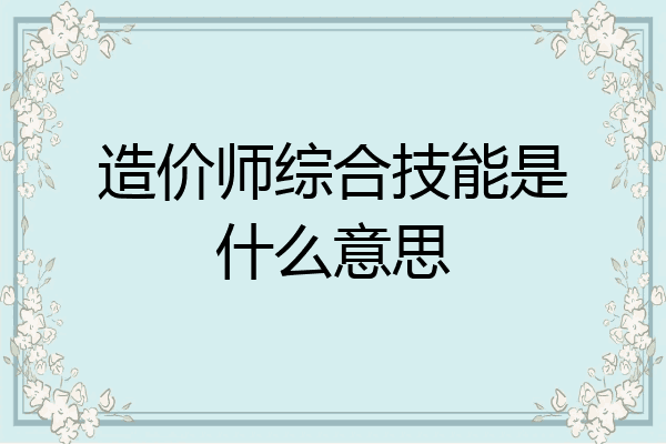 造价师综合技能是什么意思