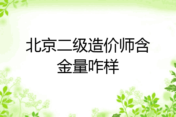北京二级造价师含金量咋样