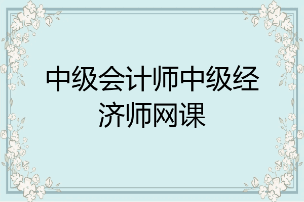 中级会计师中级经济师网课