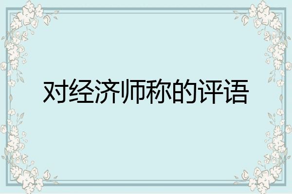 对经济师称的评语