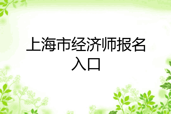 上海市经济师报名入口