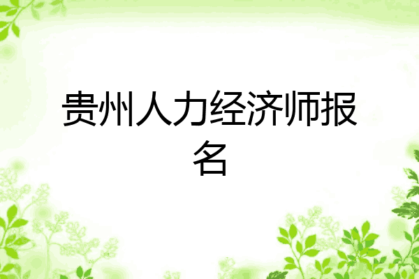 贵州人力经济师报名