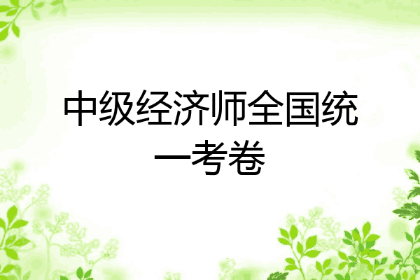 中级经济师全国统一考卷