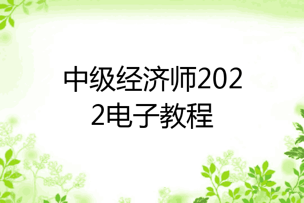 中级经济师2022电子教程