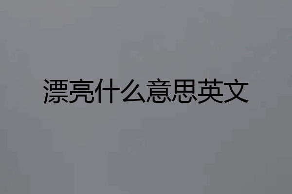 漂亮什么意思英文