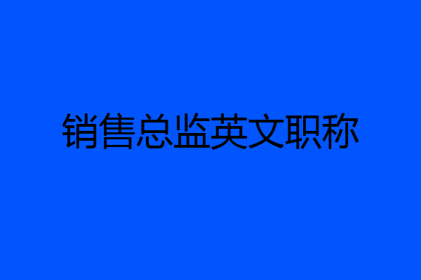 销售总监英文职称