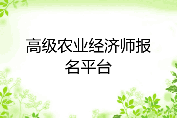 高级农业经济师报名平台