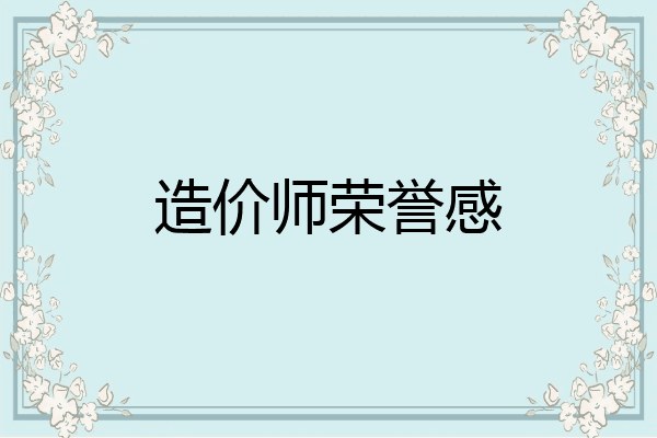 造价师荣誉感