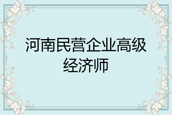 河南民营企业高级经济师