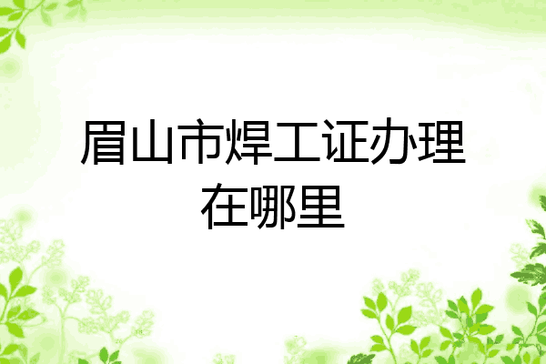 眉山市焊工证办理在哪里