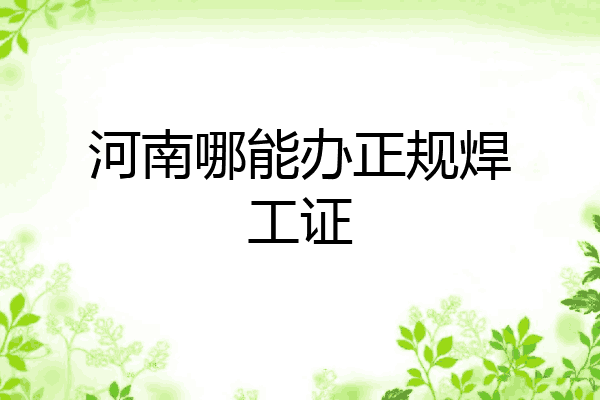 河南哪能办正规焊工证