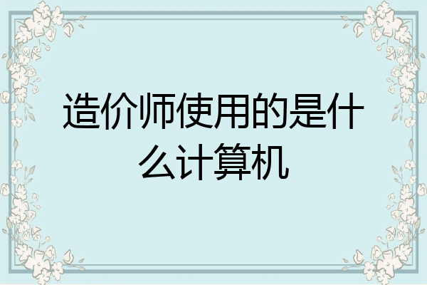 造价师使用的是什么计算机