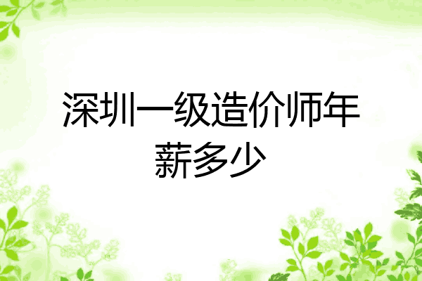深圳一级造价师年薪多少