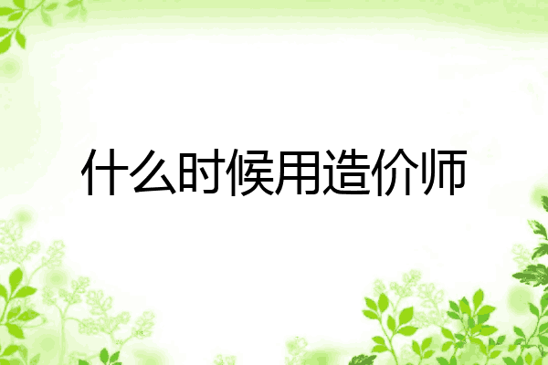 什么时候用造价师