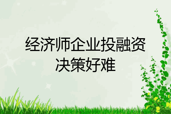 经济师企业投融资决策好难