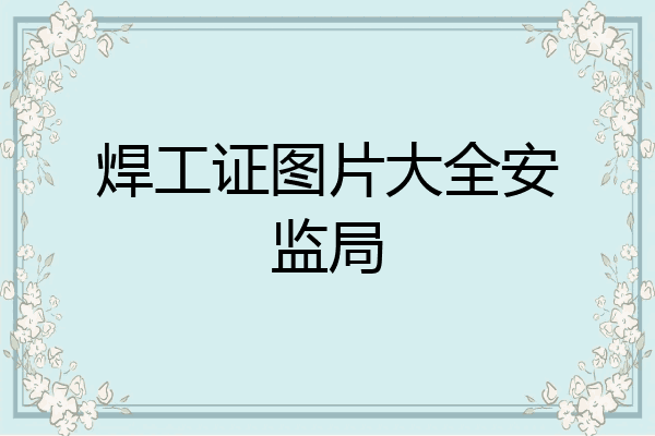 焊工证图片大全安监局
