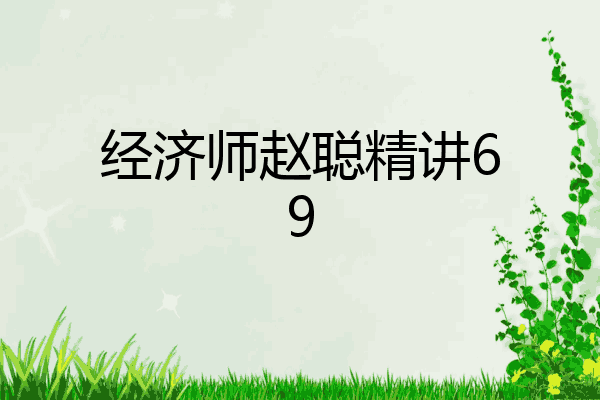 经济师赵聪精讲69