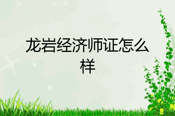 龙岩经济师证怎么样