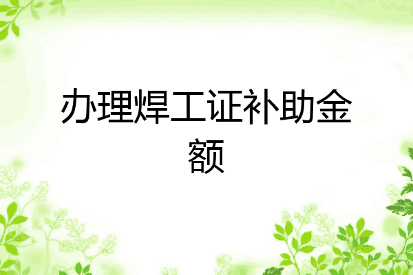 办理焊工证补助金额