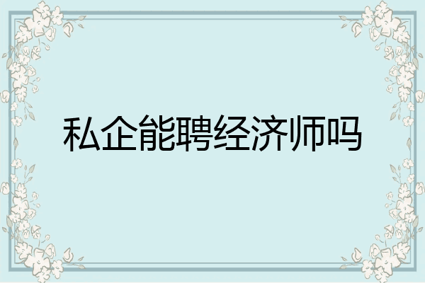 私企能聘经济师吗