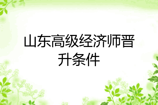 山东高级经济师晋升条件