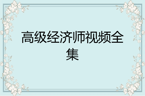 高级经济师视频全集