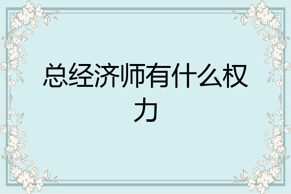 总经济师有什么权力