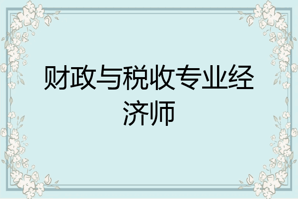 财政与税收专业经济师