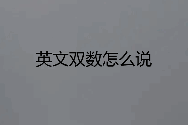 英文双数怎么说