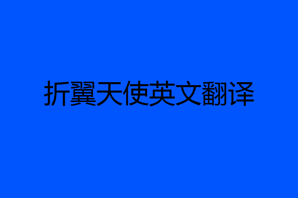 折翼天使英文翻译