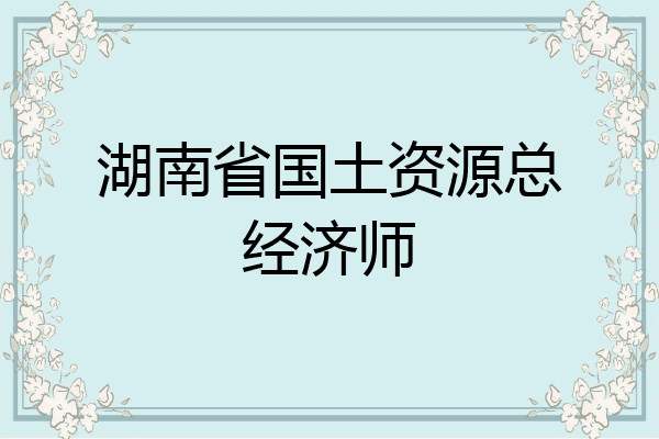 湖南省国土资源总经济师