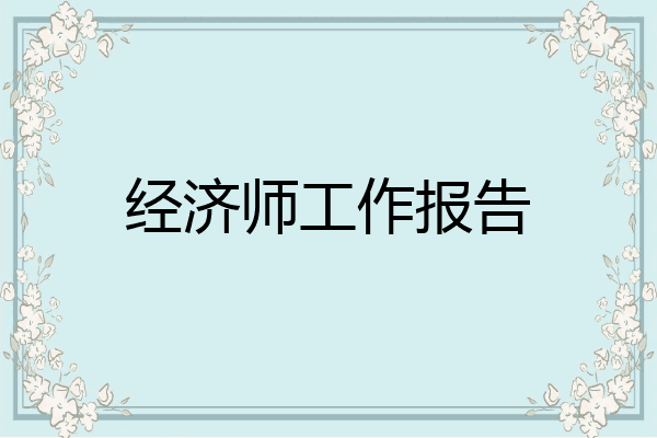 经济师工作报告
