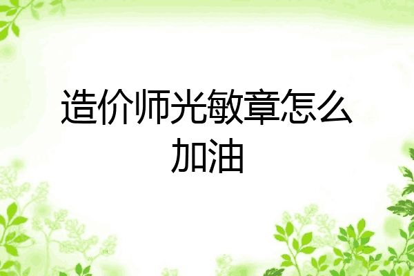 造价师光敏章怎么加油