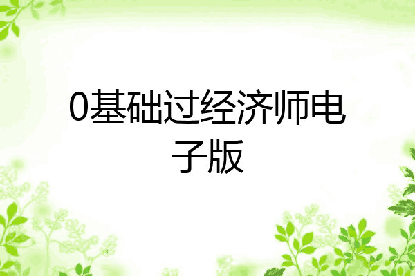 0基础过经济师电子版