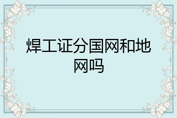 焊工证分国网和地网吗