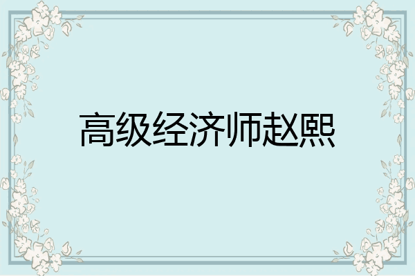 高级经济师赵熙