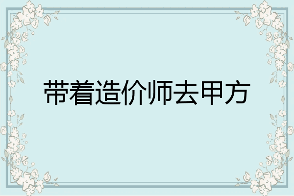 带着造价师去甲方