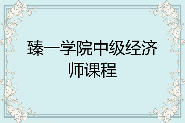臻一学院中级经济师课程