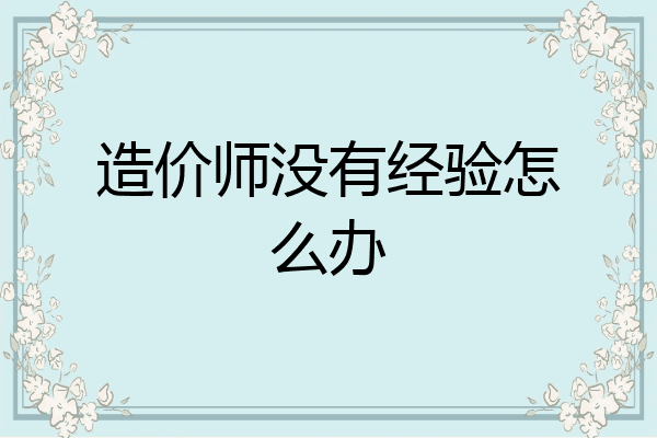 造价师没有经验怎么办