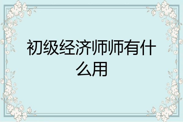 初级经济师师有什么用