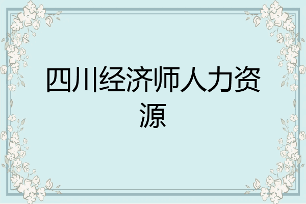 四川经济师人力资源