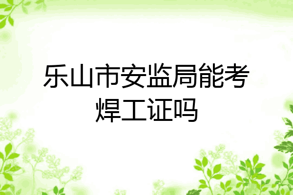 乐山市安监局能考焊工证吗