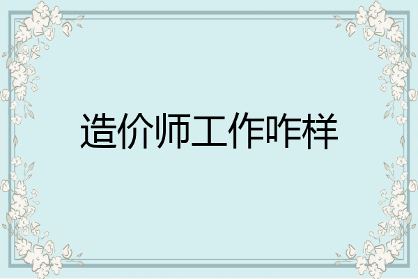 造价师工作咋样