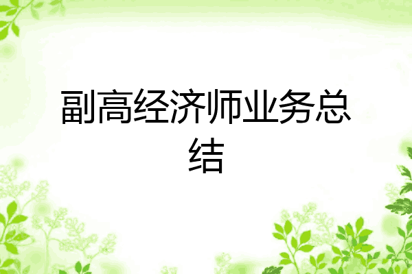 副高经济师业务总结