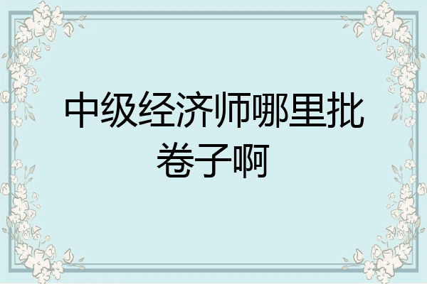 中级经济师哪里批卷子啊