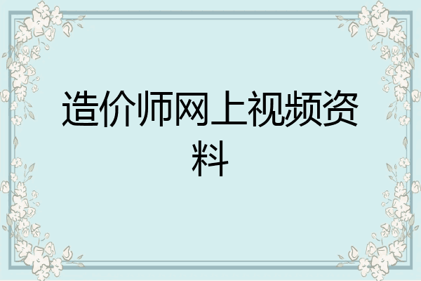 造价师网上视频资料