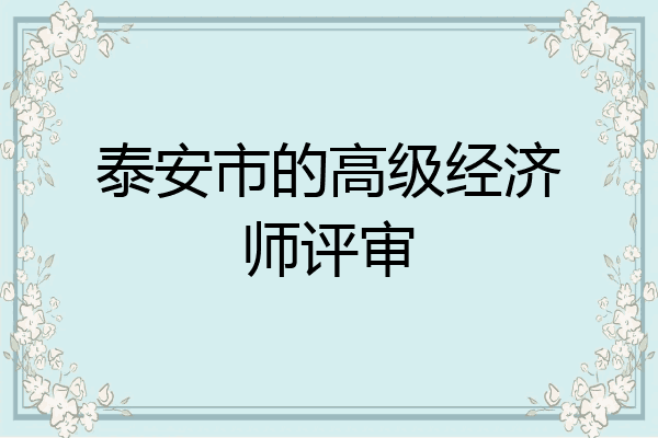泰安市的高级经济师评审