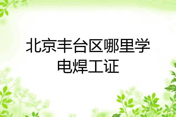 北京丰台区哪里学电焊工证